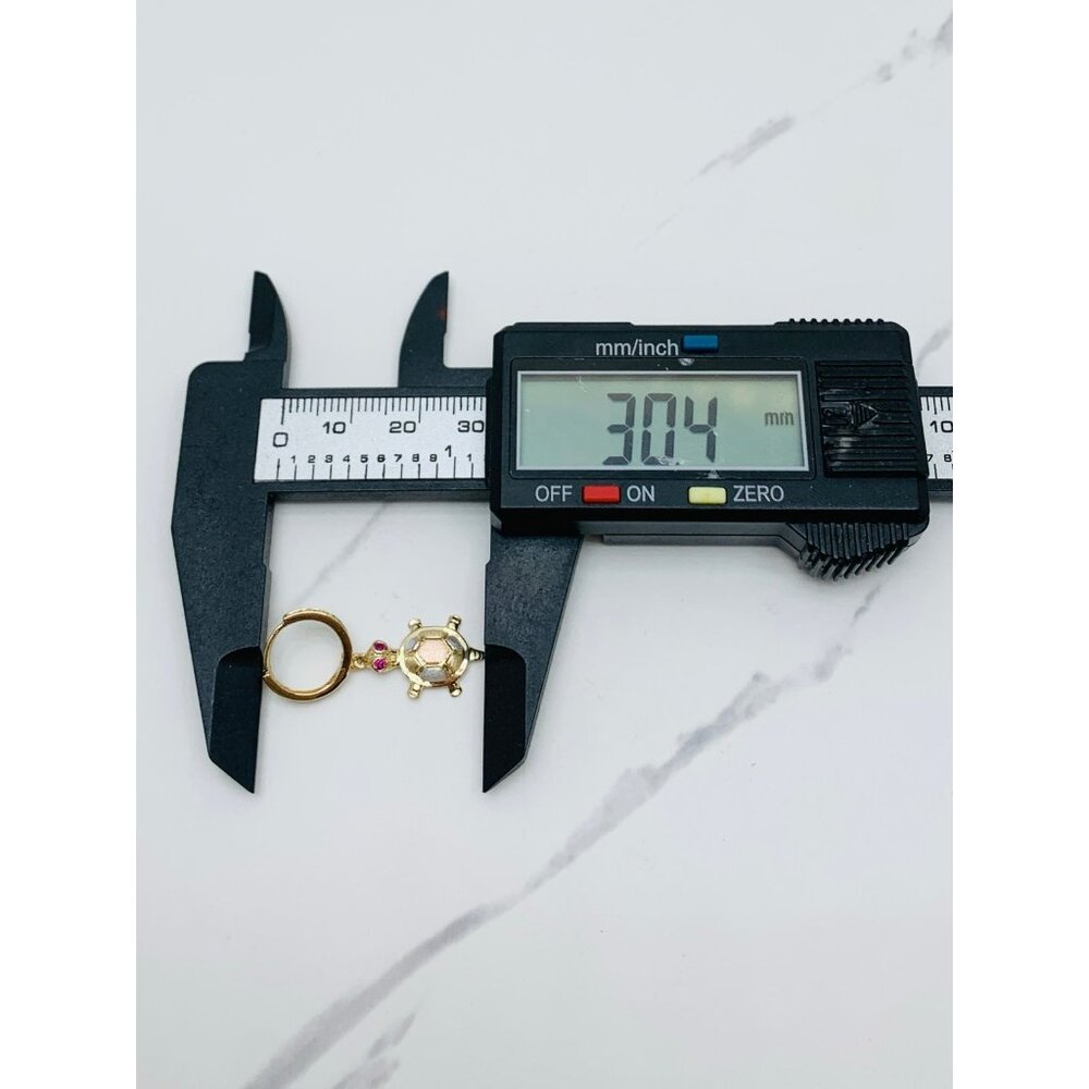 10k Solid Gold Earrings Turtle Hoops Huggies - image 6